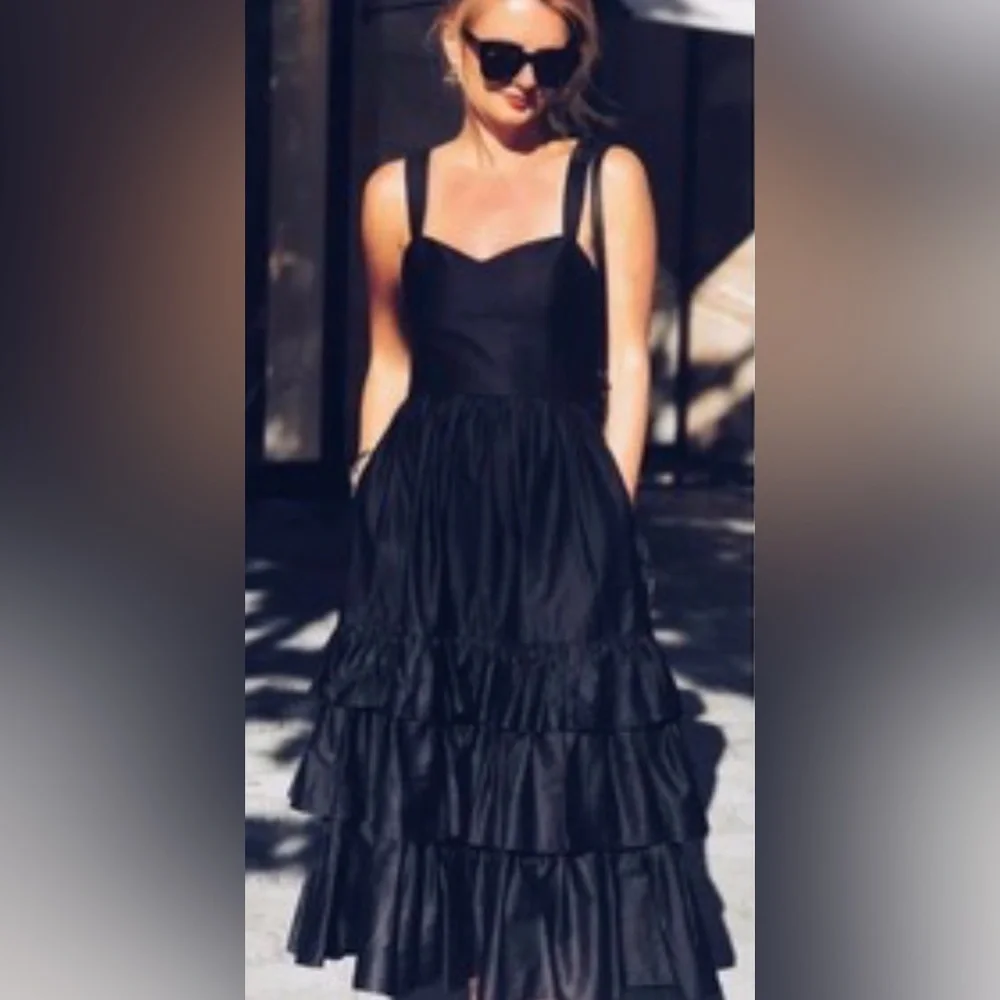 H&M premium 100% cotton Tiered Midi Dress - Picture 2 of 3